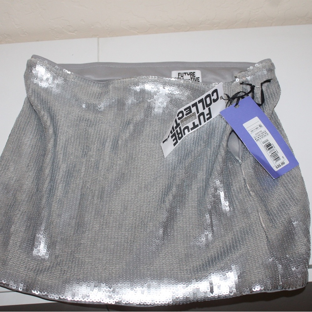 sequin silver skirt